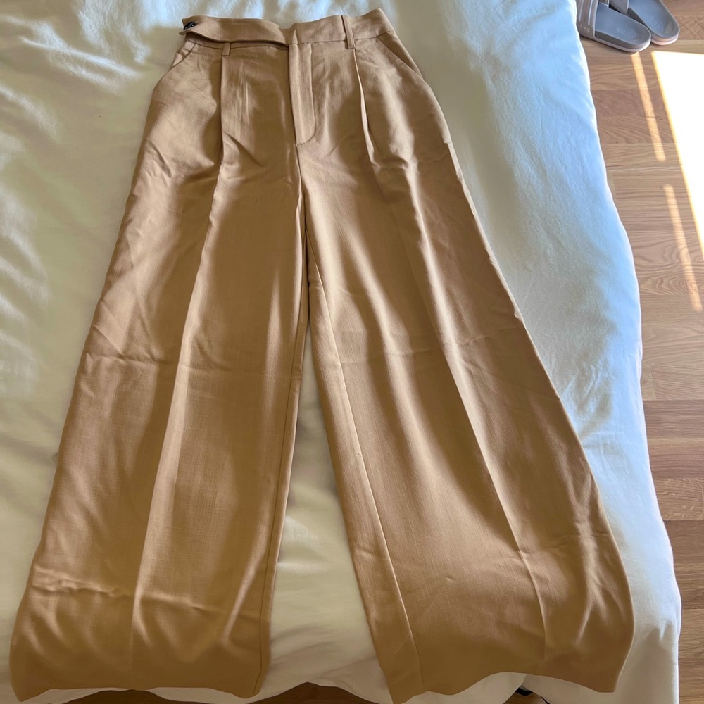 Zara linen blend wide leg pants